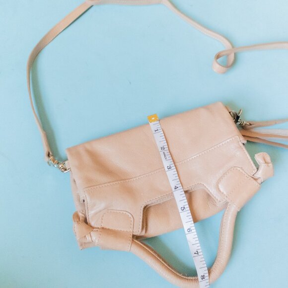 Foley + Corinna Tan Genuine Leather Foldover Zip Pocket Crossbody Small Purse - Picture 10 of 10